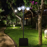 3-head Led Solar Light Lamp Street Light Post W/ Base