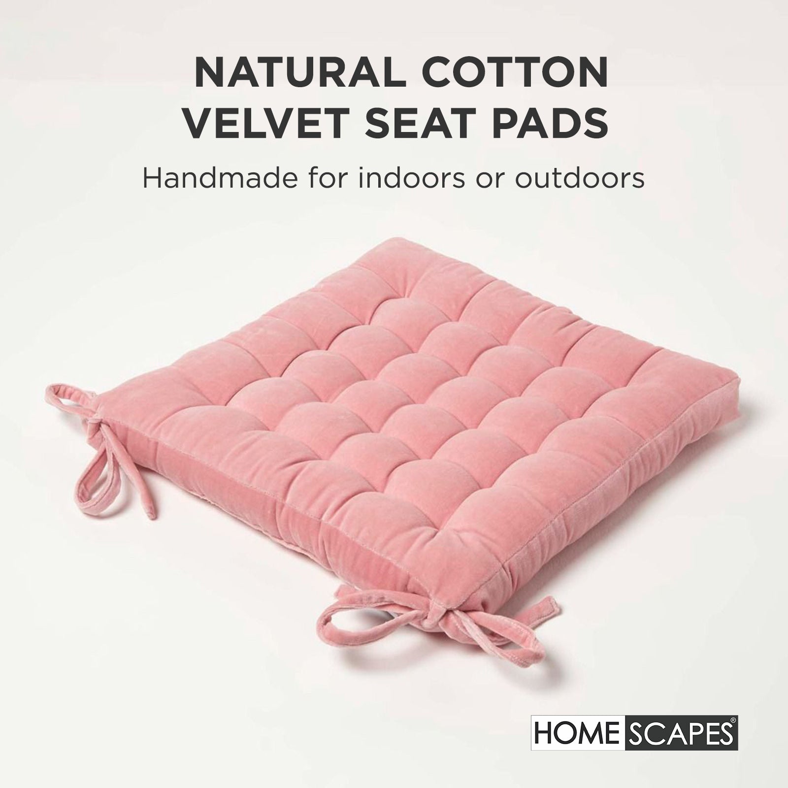 Quilted Velvet Chair Pad, 40 X 40 Cm | Set-of-4 | Pink