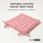 Quilted Velvet Chair Pad, 40 X 40 Cm | Set of 4 | Pink