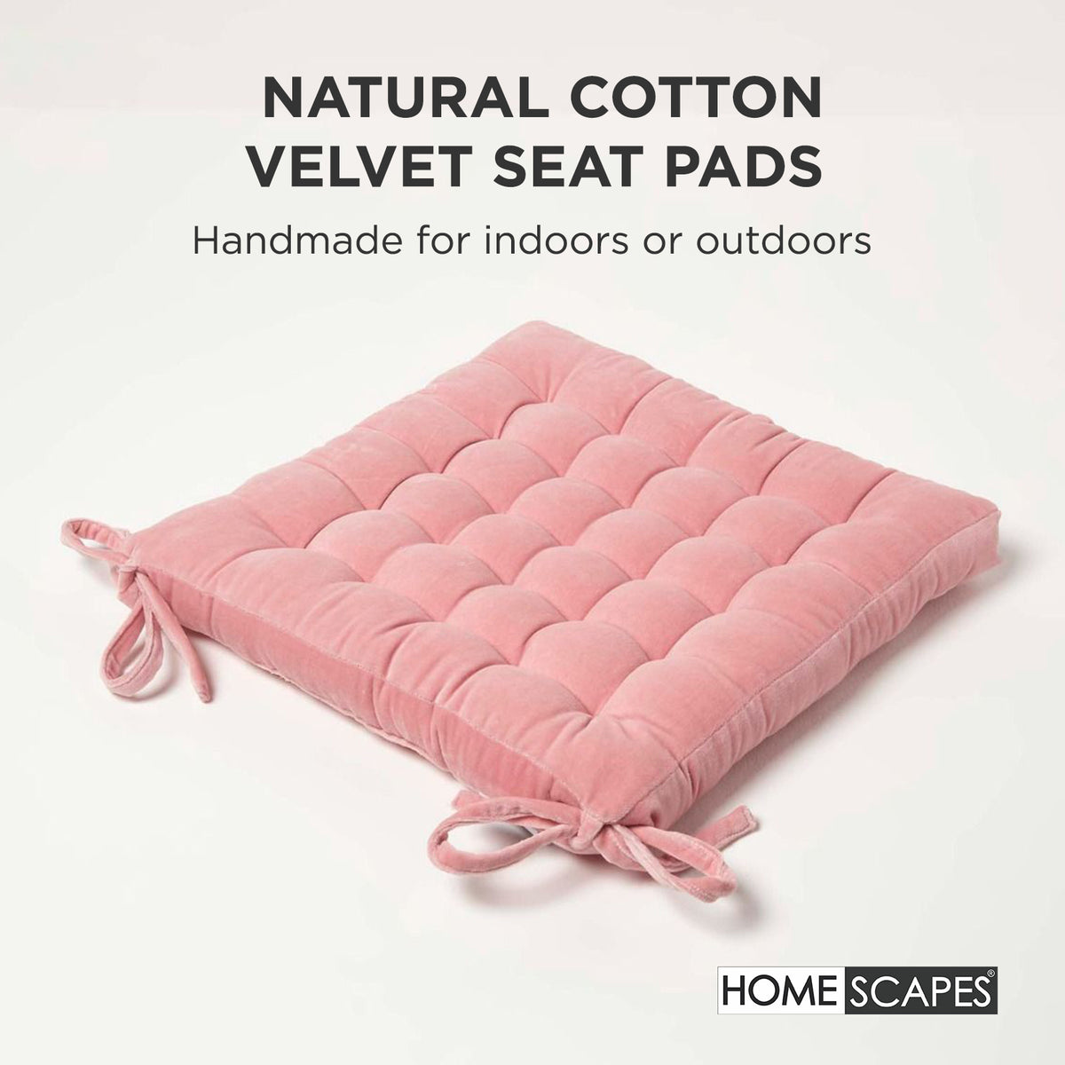 Quilted Velvet Chair Pad, 40 X 40 Cm | Set of 4 | Pink