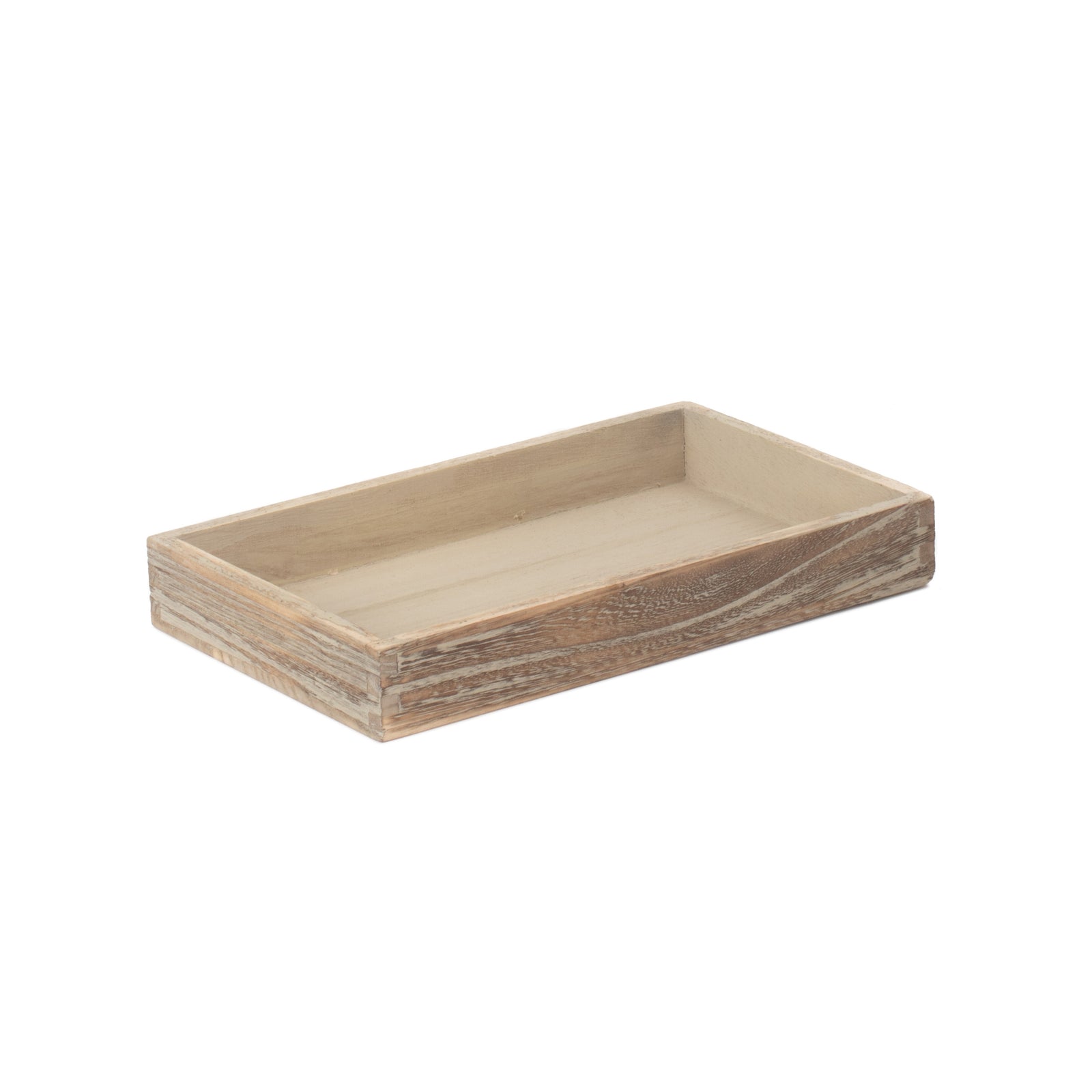 Wood Shallow Wooden Plinth Tray | Medium | Brown
