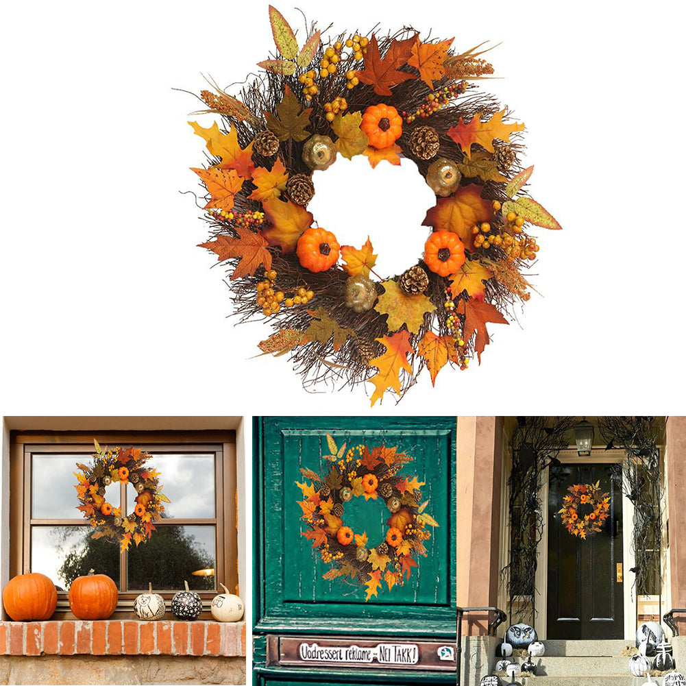 Artificial Autumn Halloween Prelit Wreath Thanksgiving Decorations