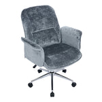Retro-style Chenille Upholstered Office Chair With Armrests And Casters