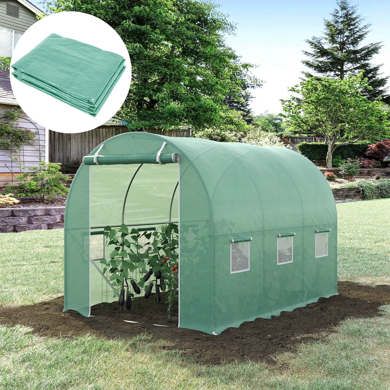 3x2x2m Greenhouse Replacement Cover - Tunnel
