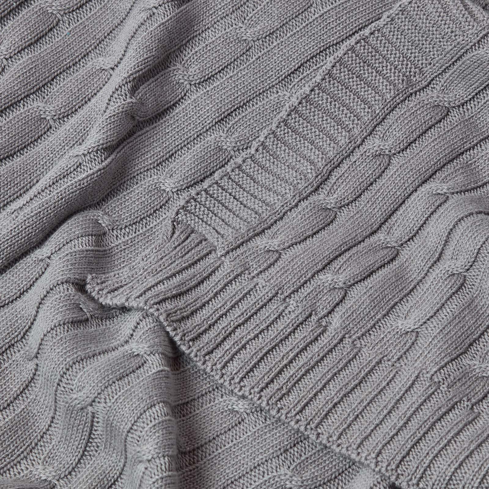 Combed Cotton Cable Knit Throw | 150cm x 200cm | Grey