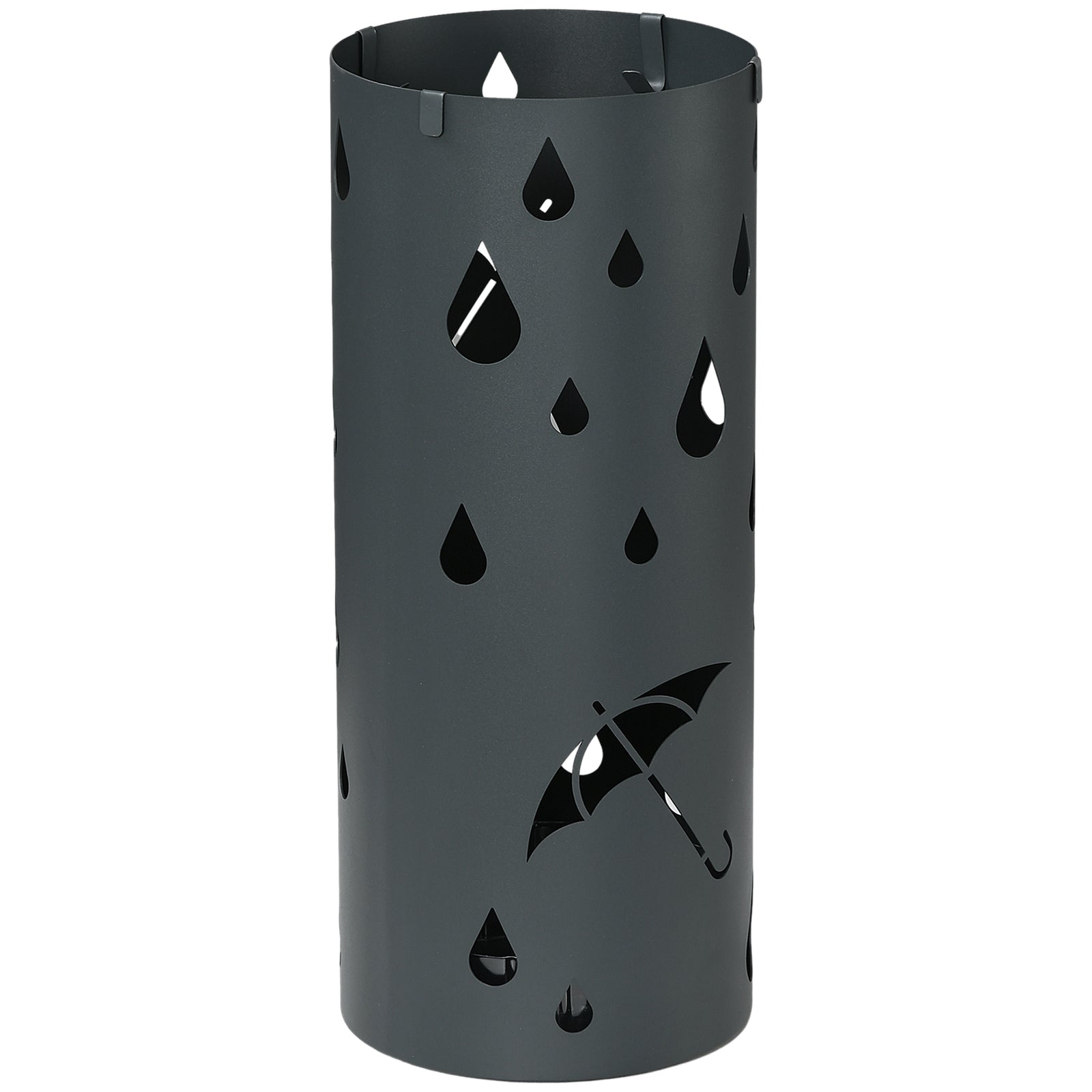 Metal Umbrella Stand, Hollowed Umbrella Basket With 4 Hooks