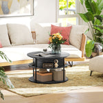 Lift Top Coffee Table, Round Coffee Table With Hidden Storage | Grey
