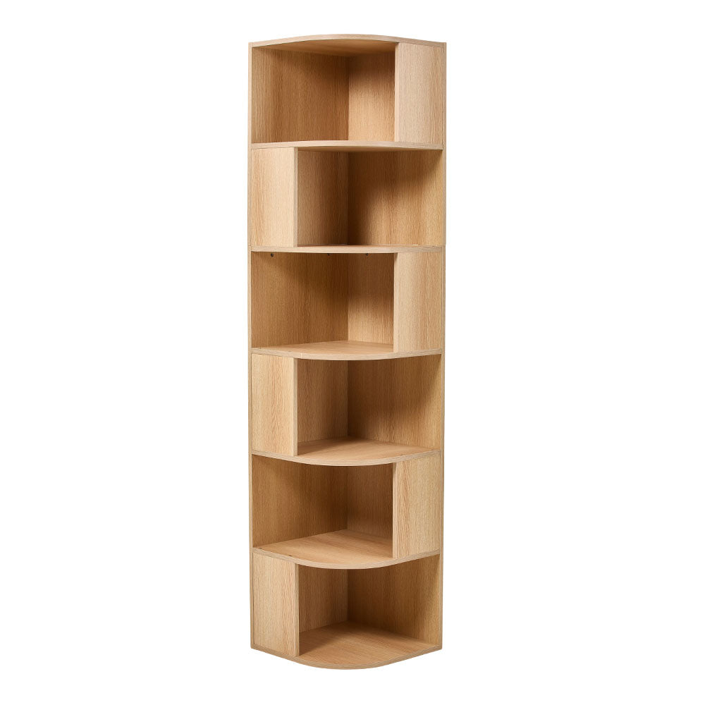 6-tier Wooden Corner Storage Shelf | Natural