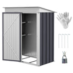 Steel Garden Shed, Small Lean-to Shed For Bike Tool, 5x3 Ft | Dark Gray