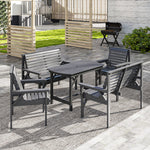 5pc Patio Dining Set Wooden Table And Chairs W/ Umbrella Hole