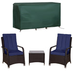 3pc Rattan Table Chair Bistro Garden Furniture Set Wicker | Dark Blue