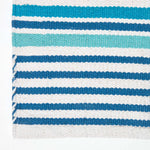 Modern Blue Scandinavian Style Striped Cotton Rug | 150cm x 95cm | Aqua