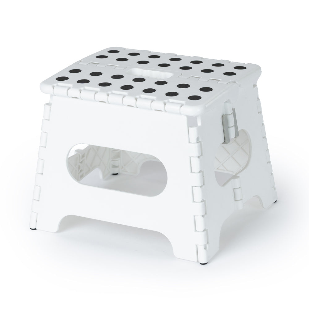 Compact Folding Step Stool With Non-slip Surface | White