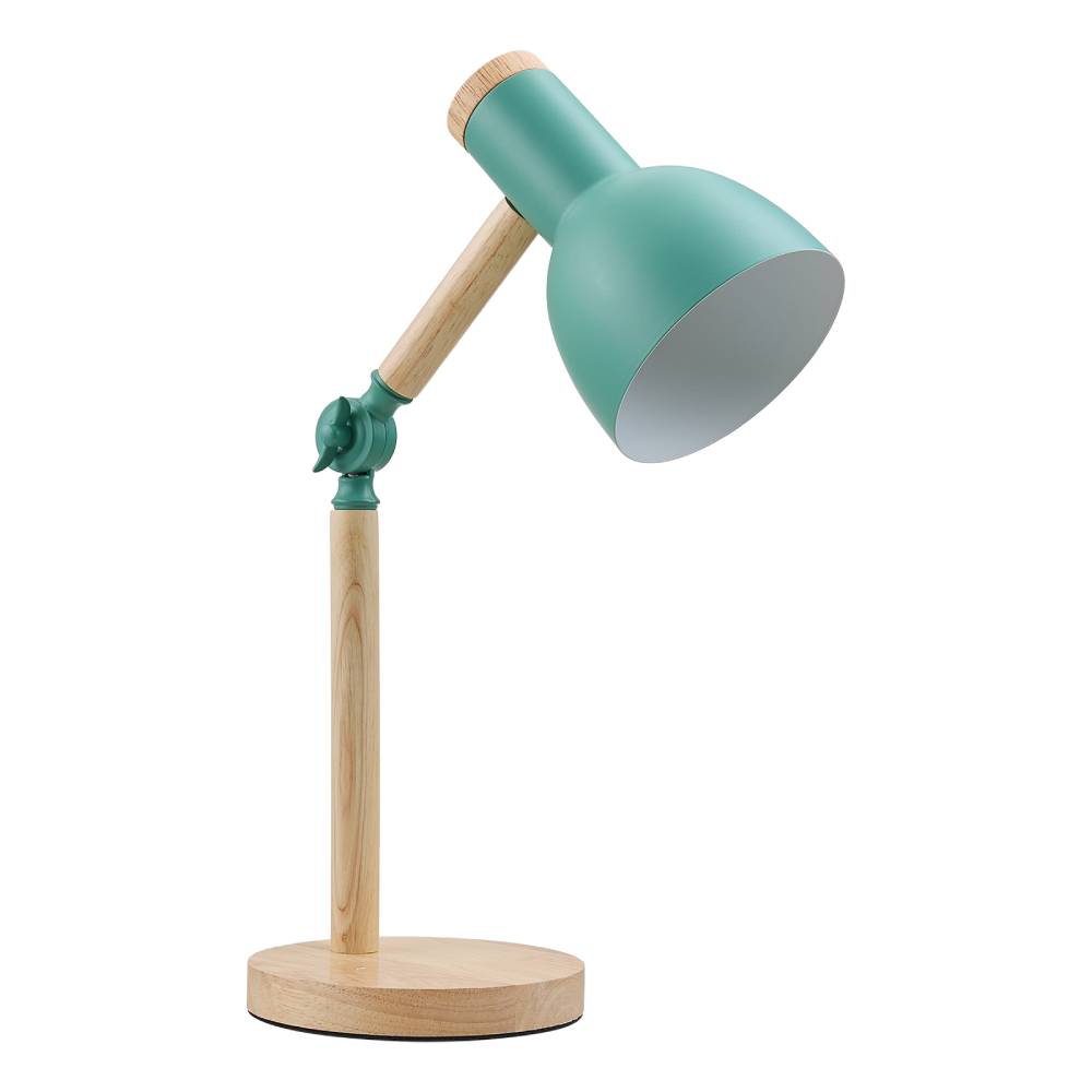 Metal & Wood Table Lamp With Adjustable Arm