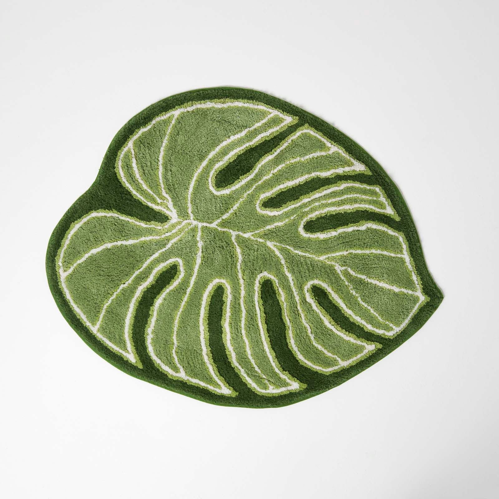 Green Leaf Bath Mat 100% Cotton, 65 X 80 Cm