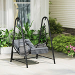 Rattan Swing Chair With Stand And Seat Cushion | Light Grey