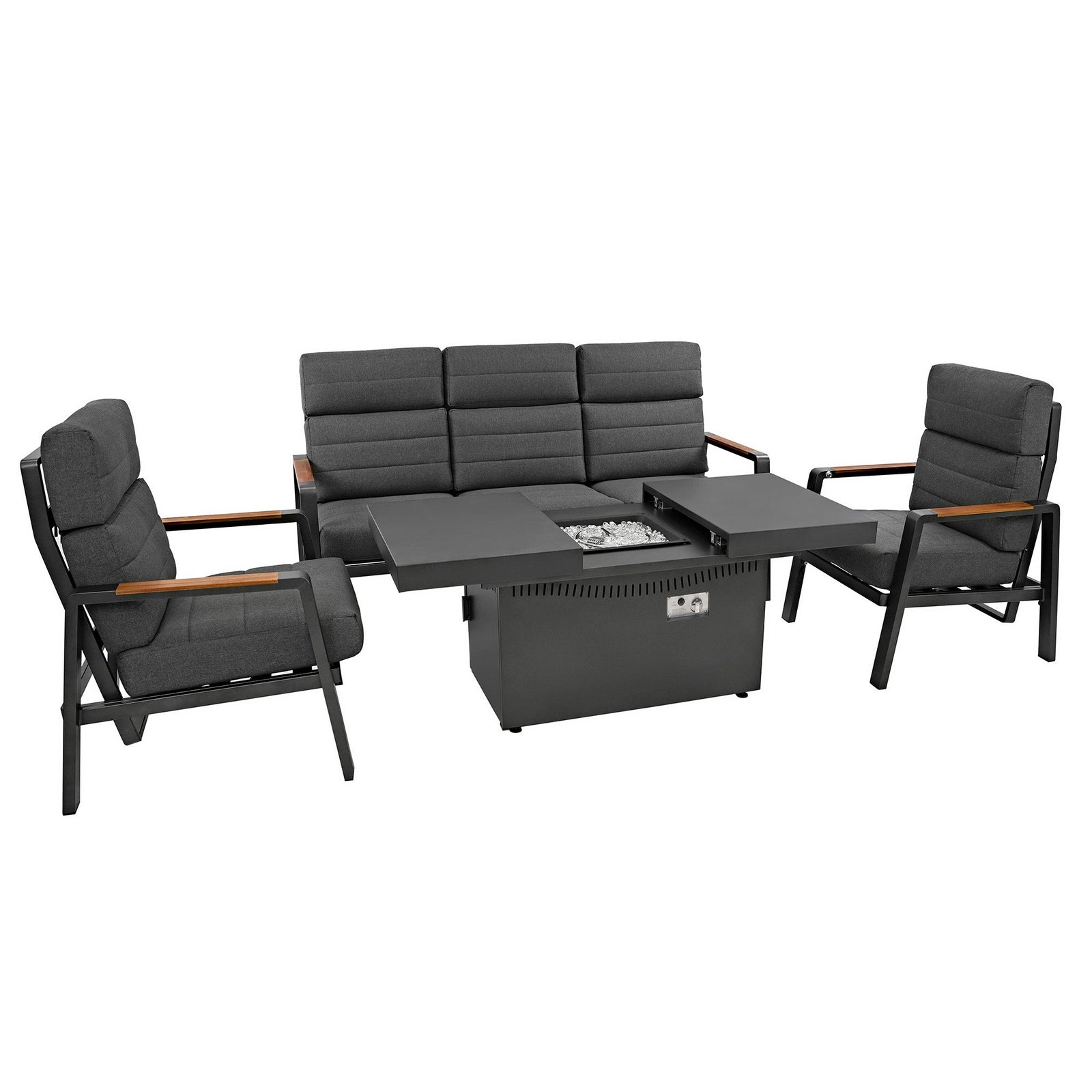 MonsterShop 5 Seater Reclining Furniture Set With Firepit