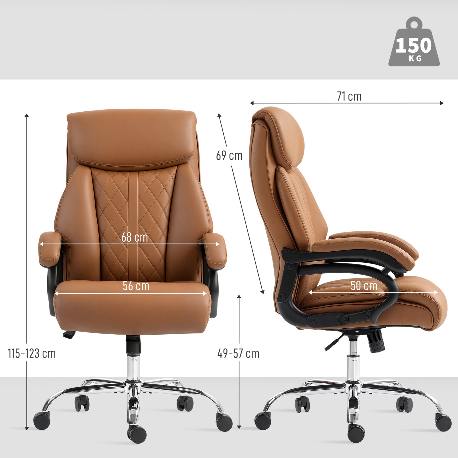 Office Chair, Swivel Wheels | Brown