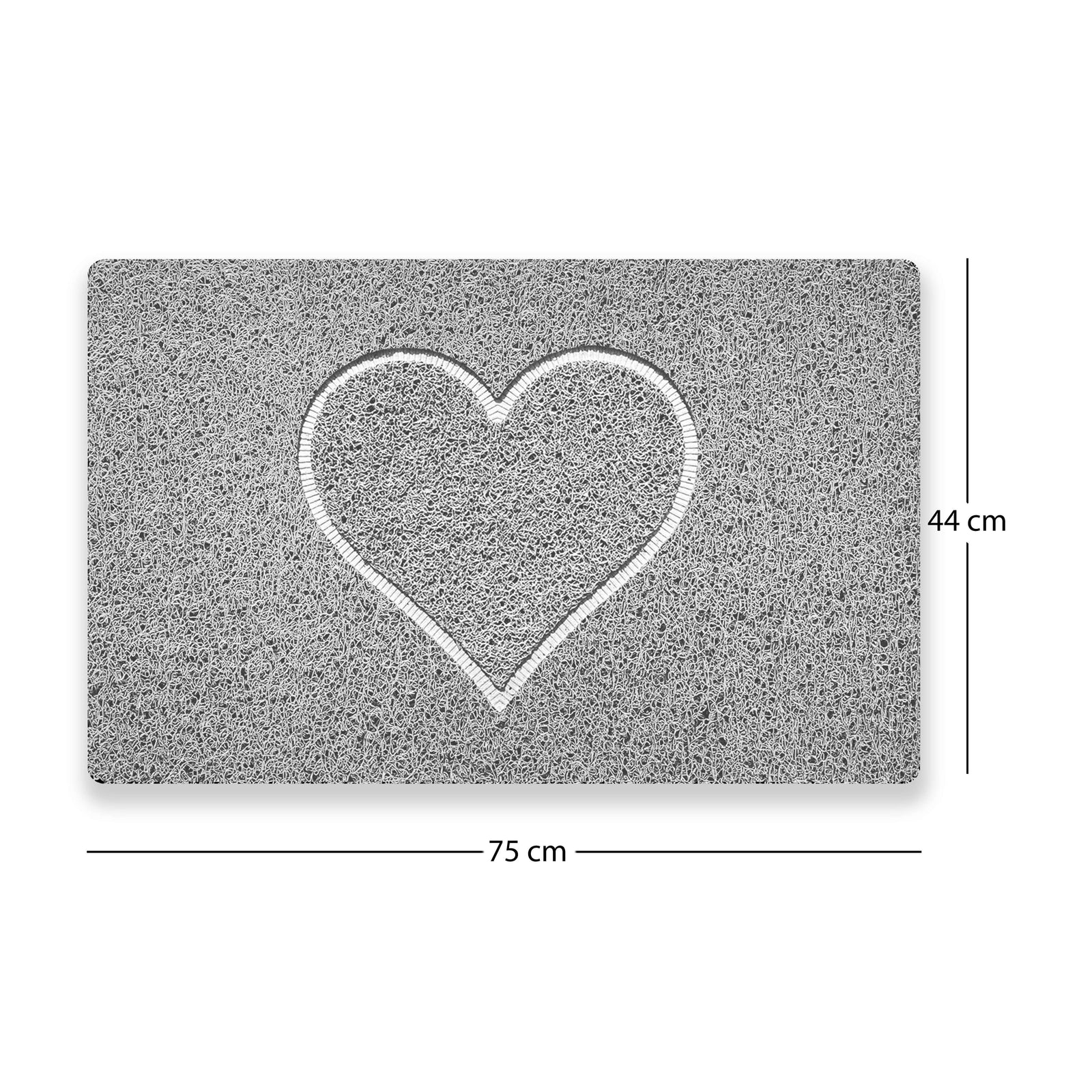 Spaghetti Anti Slip Shower/bath Mat - Heart Embossed | 75cm x 44cm | Grey