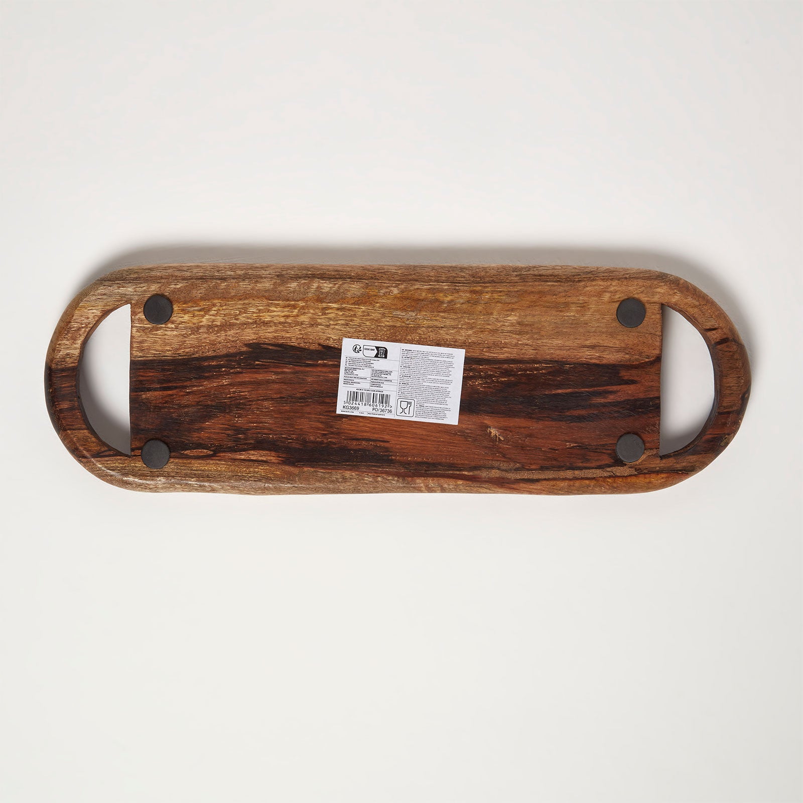 HOMESCAPES Long Mango Wood Serving Tray & Board