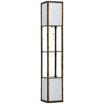 Shelf Floor Lamp With Dual Light For Living Room, Bedroom | One Size | Brown