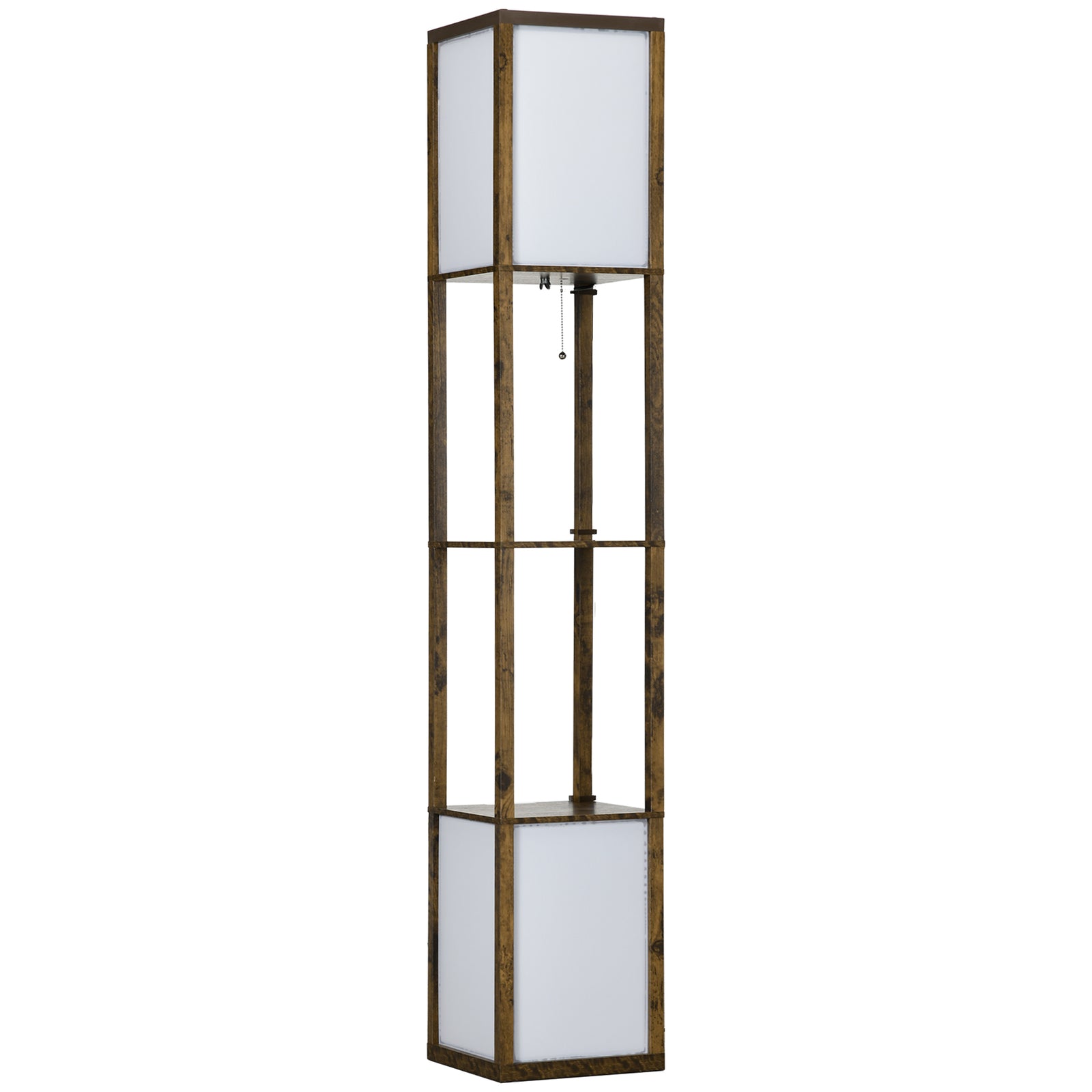 Shelf Floor Lamp With Dual Light For Living Room, Bedroom | One Size | Brown