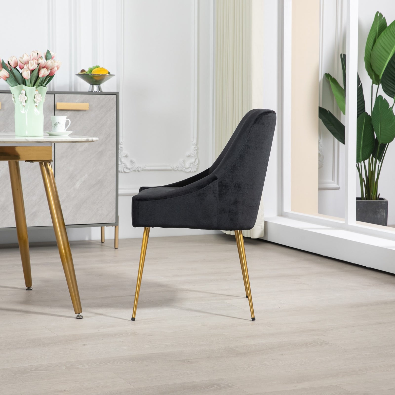 Set Of 2 Lograto Velvet Dining Chairs | Black