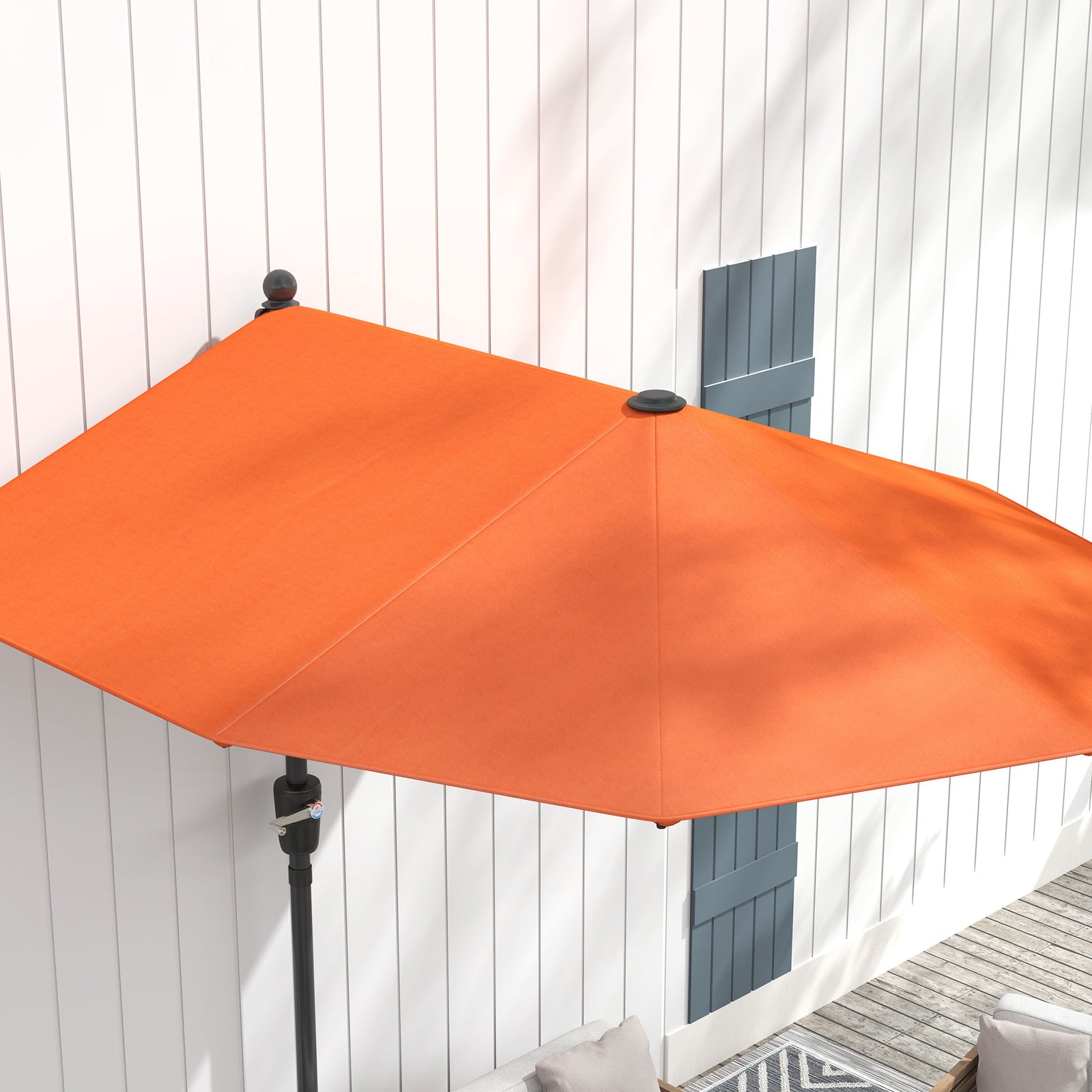 2m Half Garden Parasol Market Umbrella W/ Crank Handle, Base
