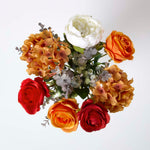 Artificial Orange Roses And Peonies Bouquet, 67 Cm