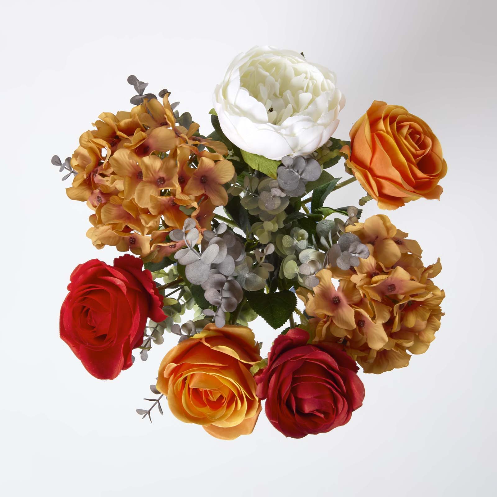 Artificial Orange Roses And Peonies Bouquet, 67 Cm