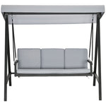 3 Seater Garden Swing Chair W/ Adjustable Canopy And Cushion | Grey
