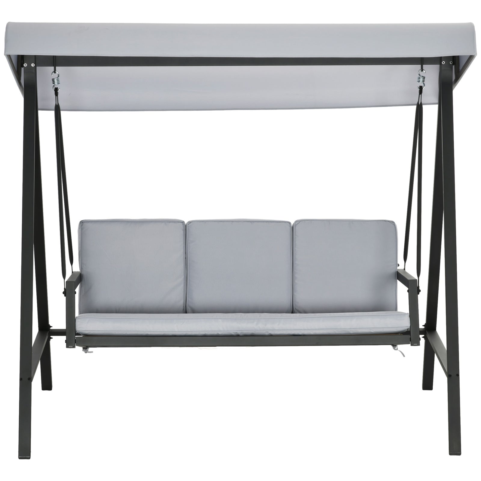 3 Seater Garden Swing Chair W/ Adjustable Canopy And Cushion | Grey