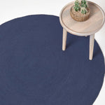 Handmade Woven Braided Oval Rug | 150cm | Navy Blue