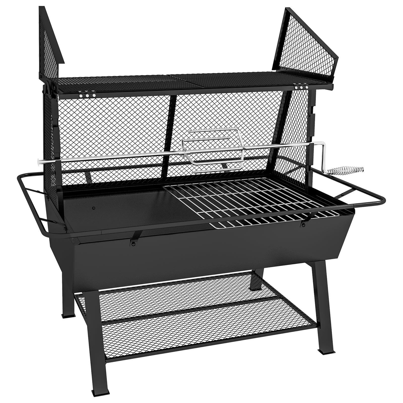 3-in-1 Bbq Rotisserie, Mesh Lid, Poker | Black