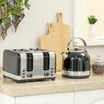 1.7l 3000w Fast Boil Electric Kettle And 4 Slice Toaster Set | Black