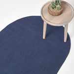 Handmade Woven Braided Oval Rug | 60cm x 80cm | Navy Blue