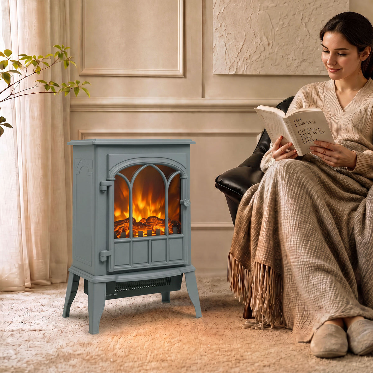 Electric Log Burner With Led Flame Effect 1000w/2000w