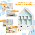 Kids Bookshelf Chest W/ Drawer Cubes Baby Toy Wood Organizer White