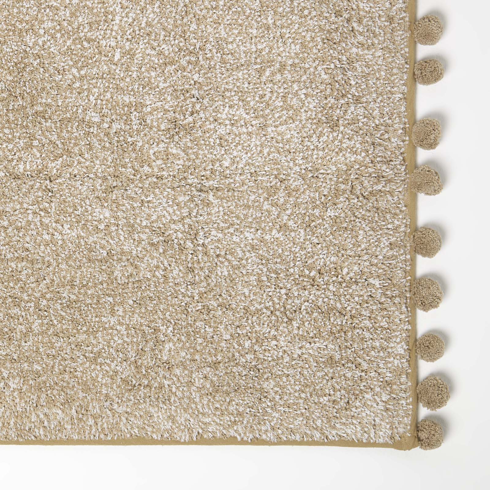 Tufted Cotton Bath Mat With Pom Pom Edges | 50 x 80cm | Natural