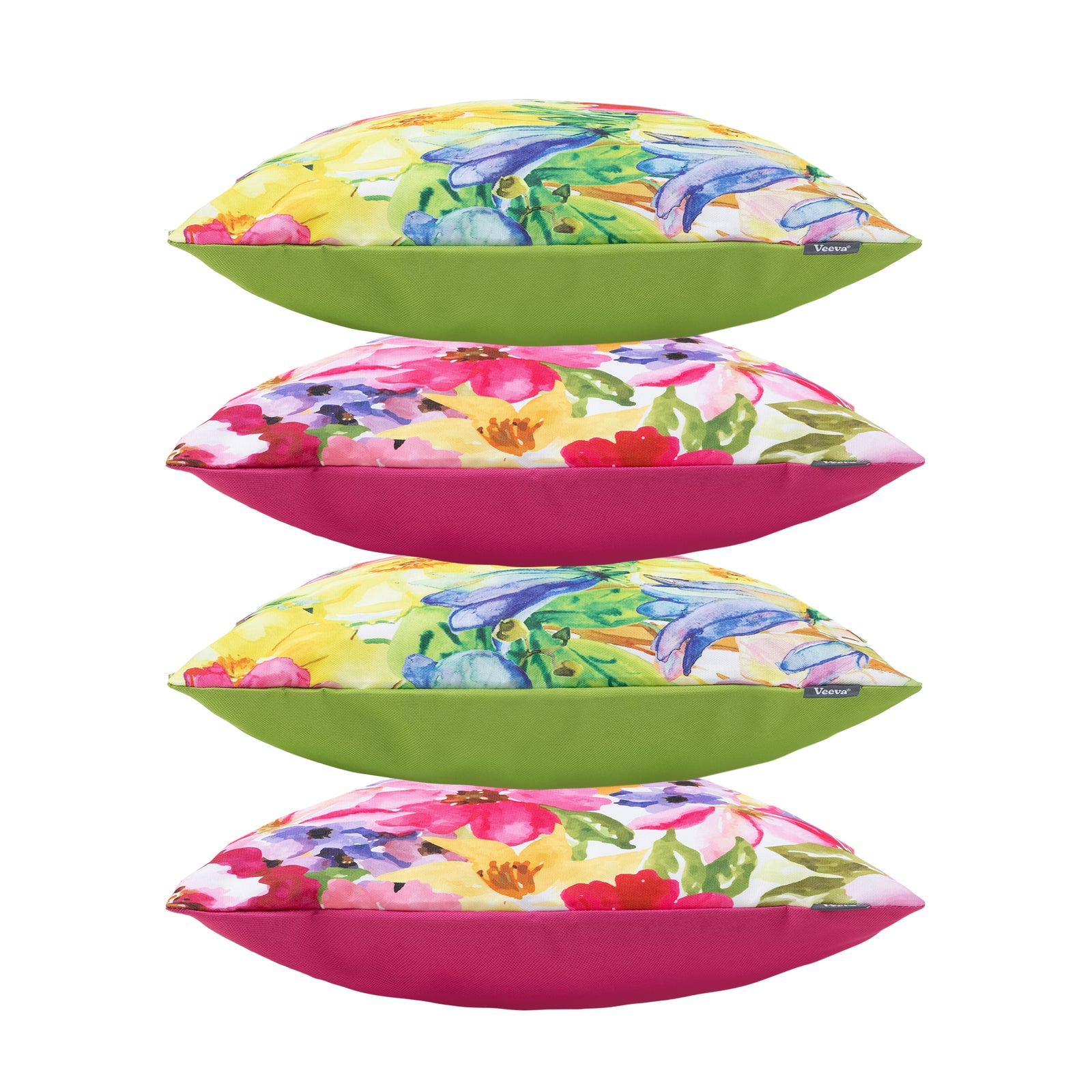 Floral Indoor Outdoor Cushion Set Of 4 Water Resistant Cushions