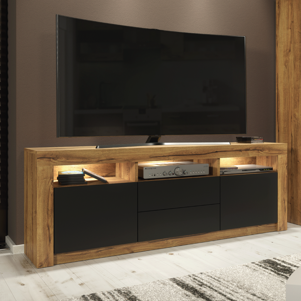 Shine Tv Unit 160cm With Led Lights | Oak