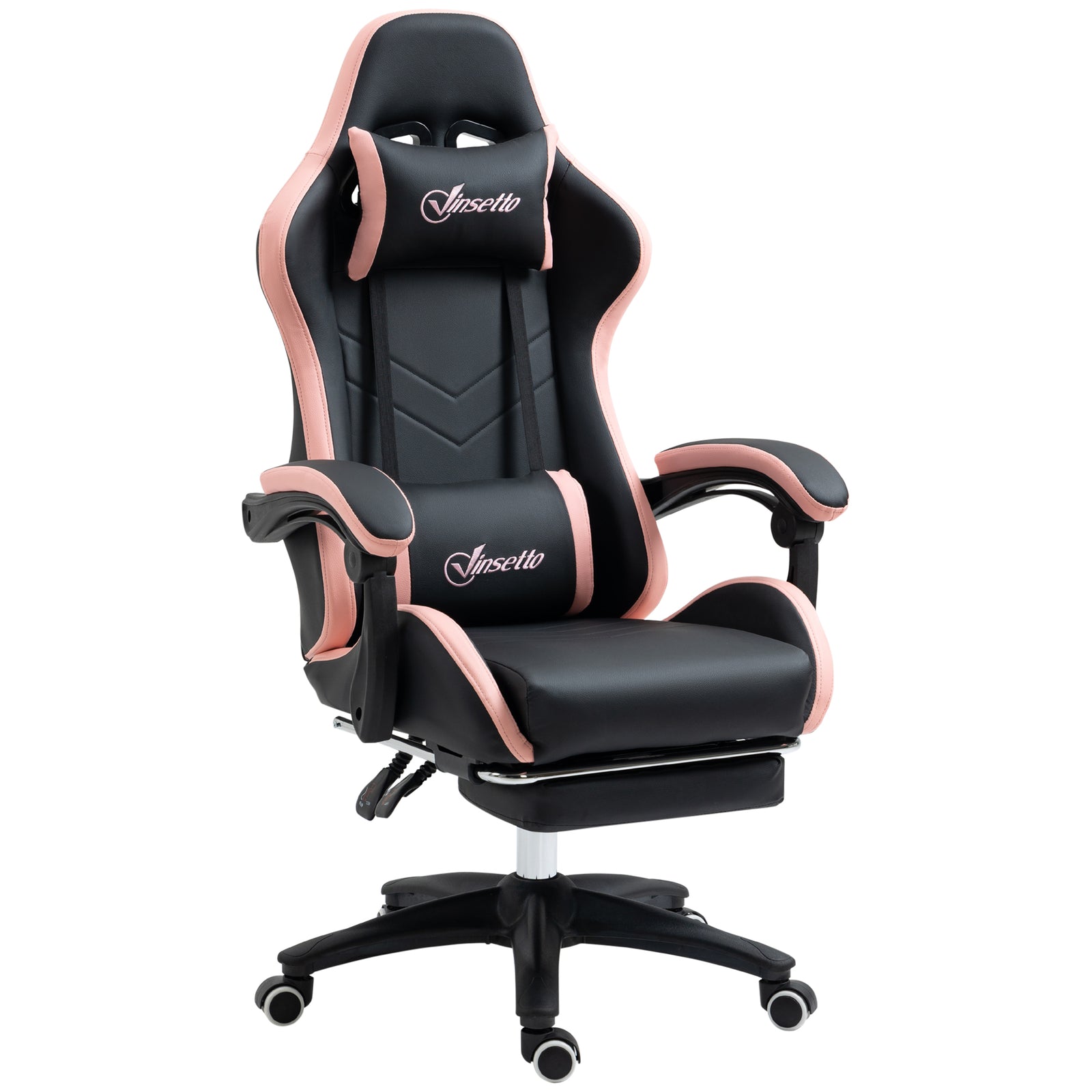 Racing Style Gaming Chair With Reclining Function Footrest, Black