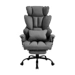 Height-adjustable Reclining Swivel Office Chair With Footrest | Dark Grey