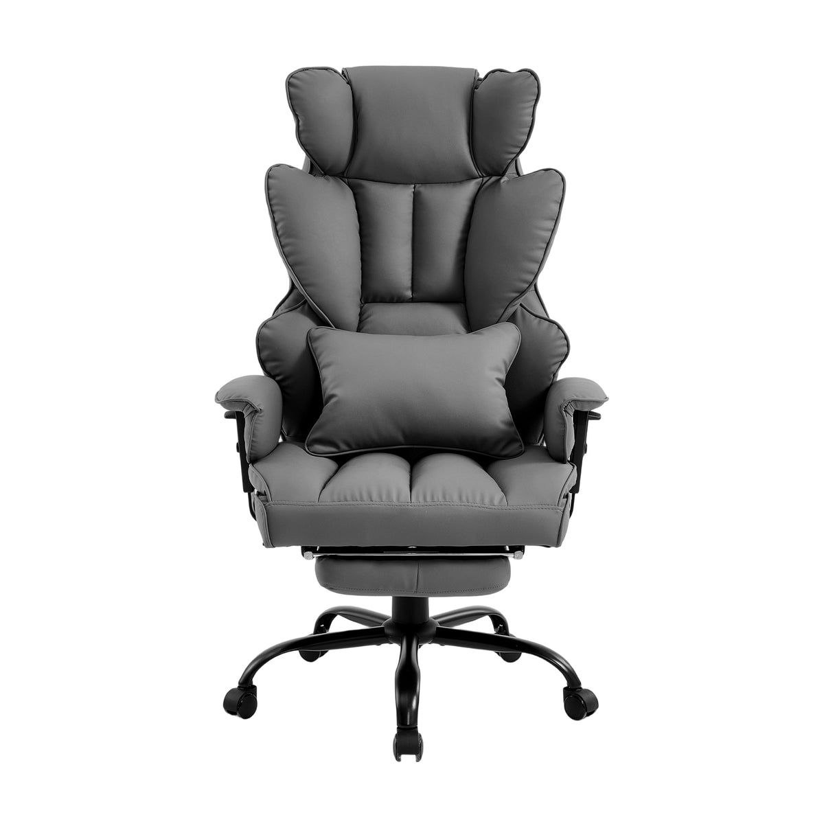 Height-adjustable Reclining Swivel Office Chair With Footrest | Dark Grey