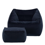 Natalia Velvet Armchair & Footstool Set | Midnight Blue