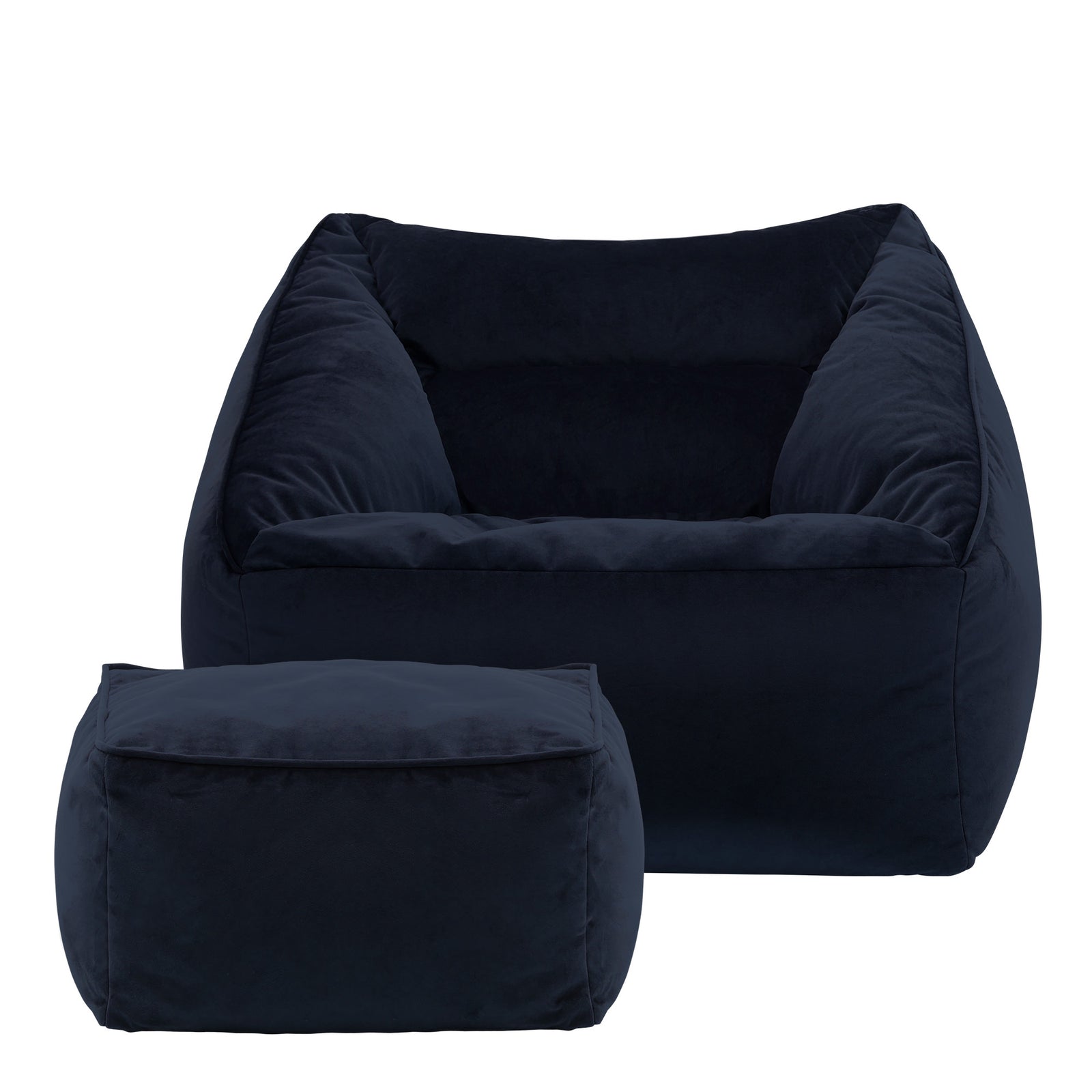 Natalia Velvet Armchair & Footstool Set | Midnight Blue