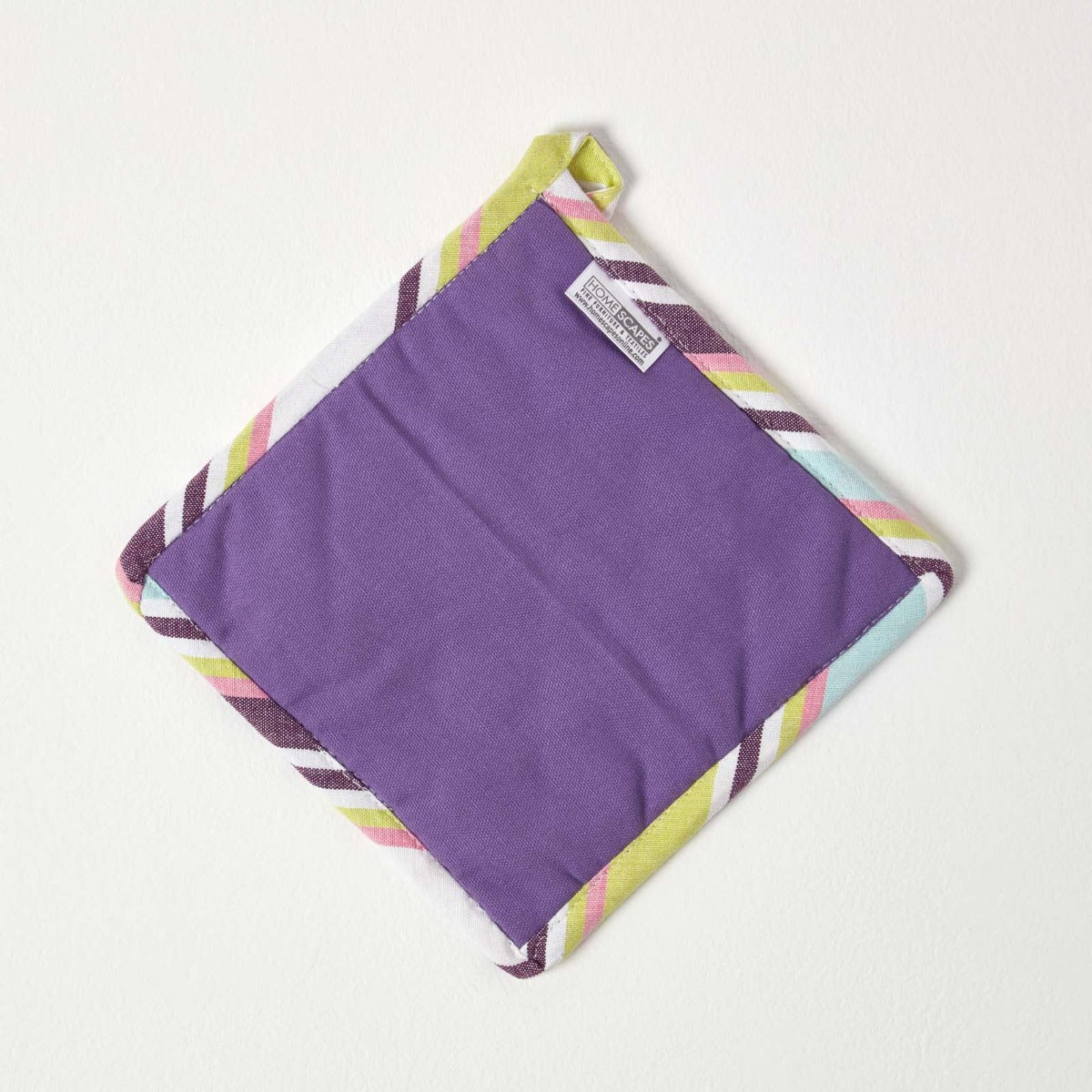 HOMESCAPES Osaka Purple Stripe Cotton Pot Holder