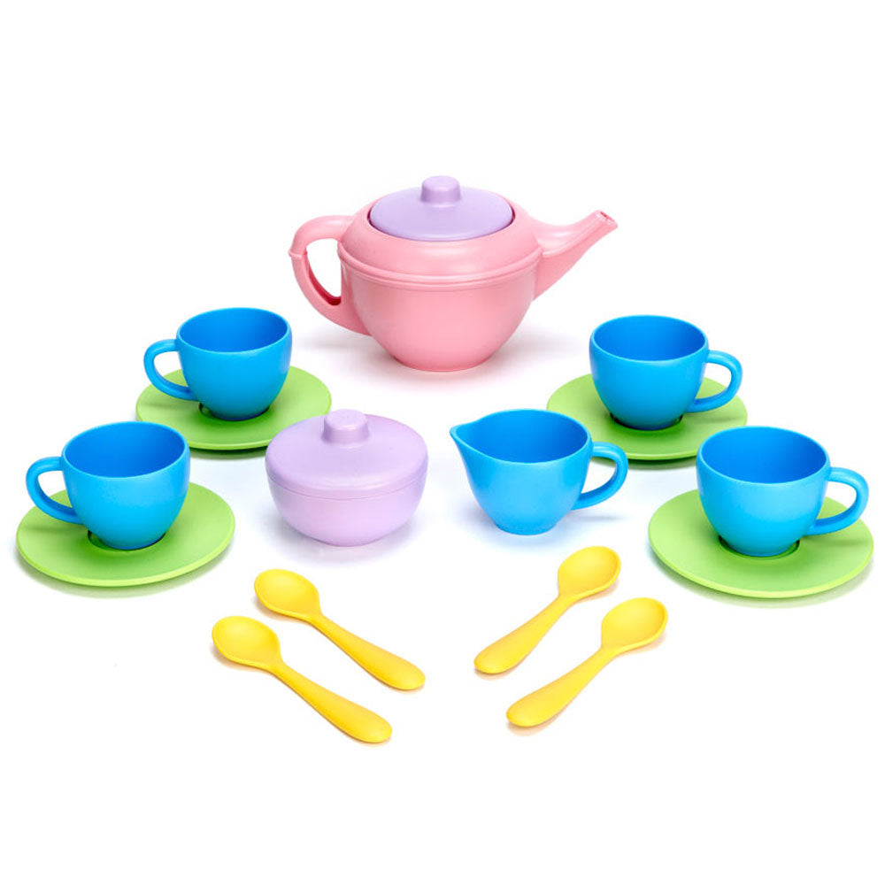 Tea Set With Pink Teapot, Made From 100% Recycled Plastic