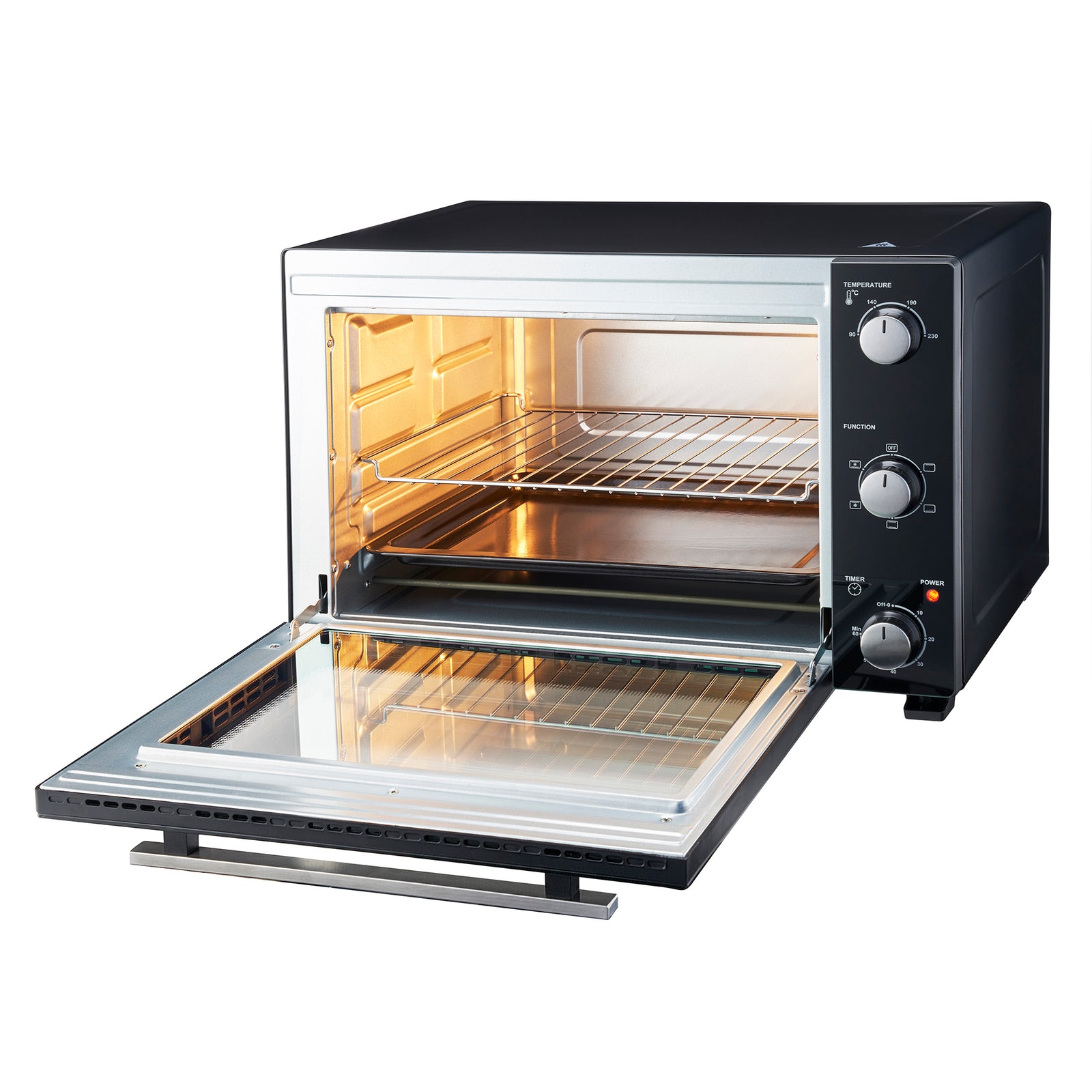 48l Mini Oven Grill Tabletop Counter Top Multi Fuction Cooker 1500w Black Silver