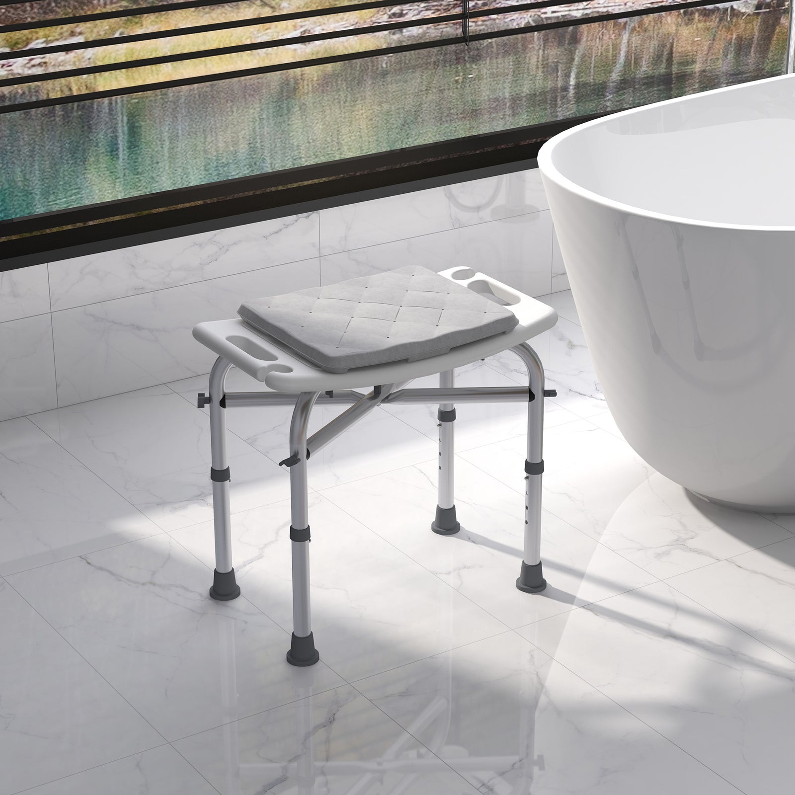 Aluminium Shower Stool Adjustable Bath Stool For Disabled